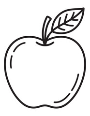 Minimalist Apple with Leaf – Simple Thanksgiving Fruit Line Art Coloring Page for Preschool and Kids