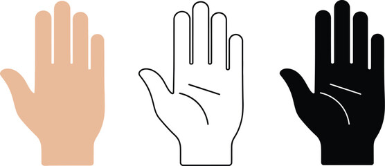 Obraz premium Hand illustration vector set palm hand drawing hand gesture hand silhouette graphic art