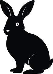 Rabbit silhouette vector, Rabbit icon in natural black silhouette vector on white background