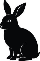 Rabbit silhouette vector, Rabbit icon in natural black silhouette vector on white background