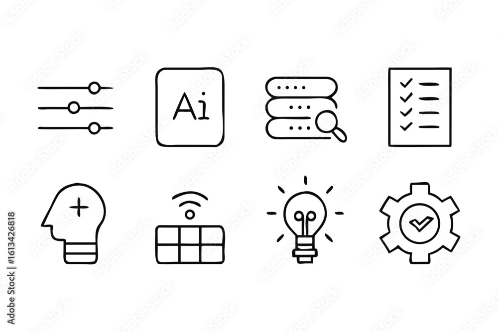 Poster collection of thin line icons for technology and business concepts vector