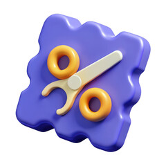 3d rendered purple blob with percentage symbol isolated on transparent background