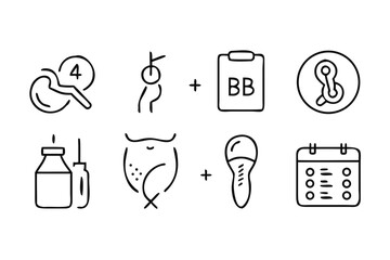 Medical Icons Representing Health Checkup and Treatment Process vector