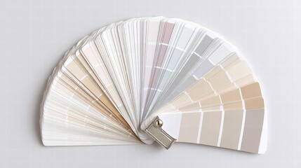 A color palette of neutral paint swatches fanned out