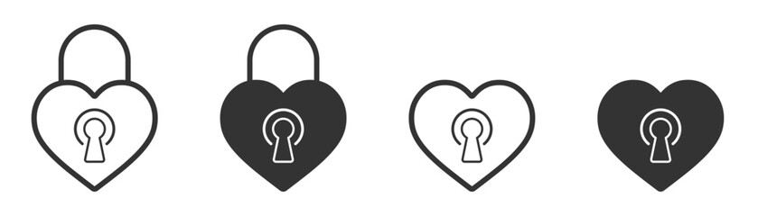Heart lock icons symbolic love, security, and partnership vector collection