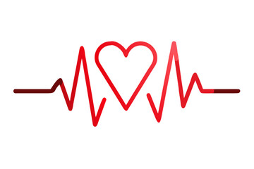 Red Heartbeat Line with Heart Symbol on White Background cardiology medical