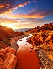 Canyon river sunset