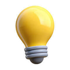 Shiny Yellow Light Bulb With Gray Base isolated on a transparent background illumination