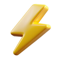 Shiny Yellow Lightning Bolt Symbol isolated on a transparent background electricity