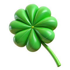 Shiny green clover with eight petals isolated on a transparent background shamrock