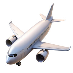 White passenger jet airplane with engines isolated on a transparent background aircraft