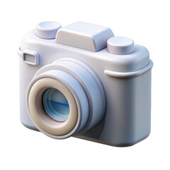 White camera with lens and buttons isolated on a transparent background digital camera