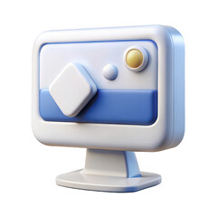 3 D computer monitor with geometric shapes isolated on a transparent background screen