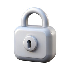 White padlock security object isolated on a transparent background protection safety