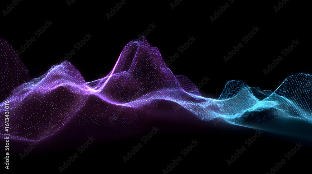 Aufkleber abstract flowing particles wave design in vibrant colors on black background showcasing dynamic ener