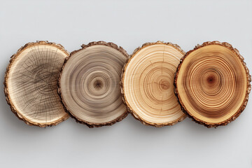 Obraz premium Multiple Tree Ring Cross Sections Arranged in a Pattern 