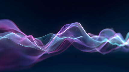 Obraz premium Abstract digital particle wave background with glowing pink and blue shades creating dynamic and futuristic imagery ideal for technology or design projects showcasing flow and