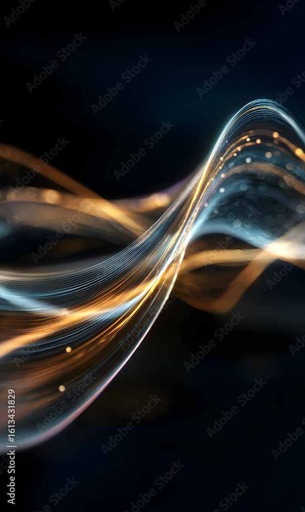 Poster abstract flowing light trails on dark background modern digital art illustration with dynamic illumi