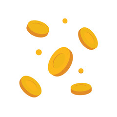 Golden Coins Floating in Zero Gravity 3D Illustration