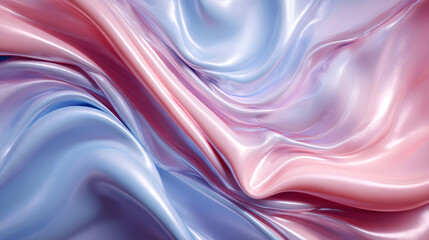 Obraz premium Iridescent flowing fabric with a delicate blend of rose and azure hues creating a smooth shiny texture and a captivating dynamic design evoking a sense of luxury and elegance