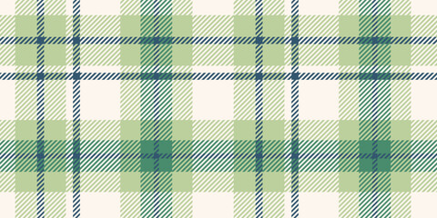 Seamless light green, dark green, and beige plaid pattern with diagonal striped details. Geometric textile design for backgrounds and print