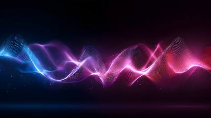 Abstract luminous gradient wave on dark background with glowing particles representing digital technology connectivity and futuristic conceptual design for modern presentation