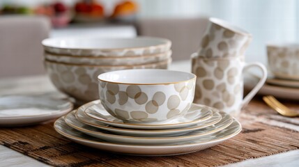 Fototapeta premium Elegant Ceramic Dishware Set for Home Use