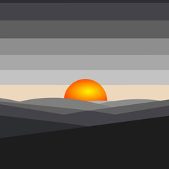 A metaphor for the loss of the world's colors. A sunset where the sky and the earth are gray, devoid of any warm hue, symbolizing depression, despondency, the loss of joy, and emotional emptiness.