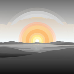 A metaphor for the loss of the world's colors. A sunset where the sky and the earth are gray, devoid of any warm hue, symbolizing depression, despondency, the loss of joy, and emotional emptiness.