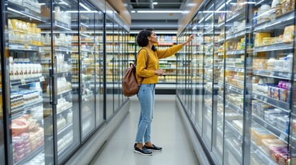 young woman shopping in supermarket