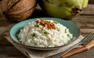 National cuisine of Belize - Coconut rice. Rice cooked with coconut milk, which gives it a sweet taste.