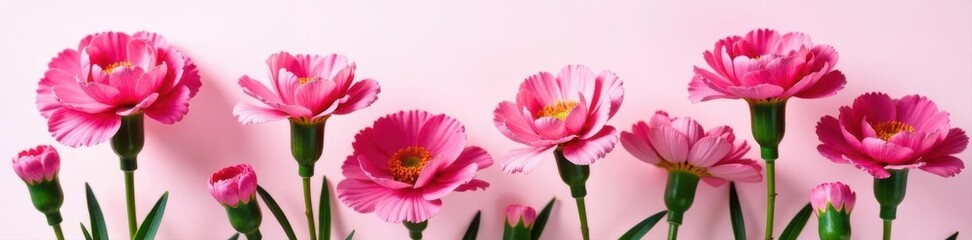 Vibrant pink carnations, fresh bloom, isolated , photography, pink