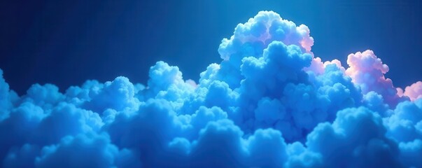 Vivid blue gradient, ethereal cloud-like formation , light, dreamy, illustration
