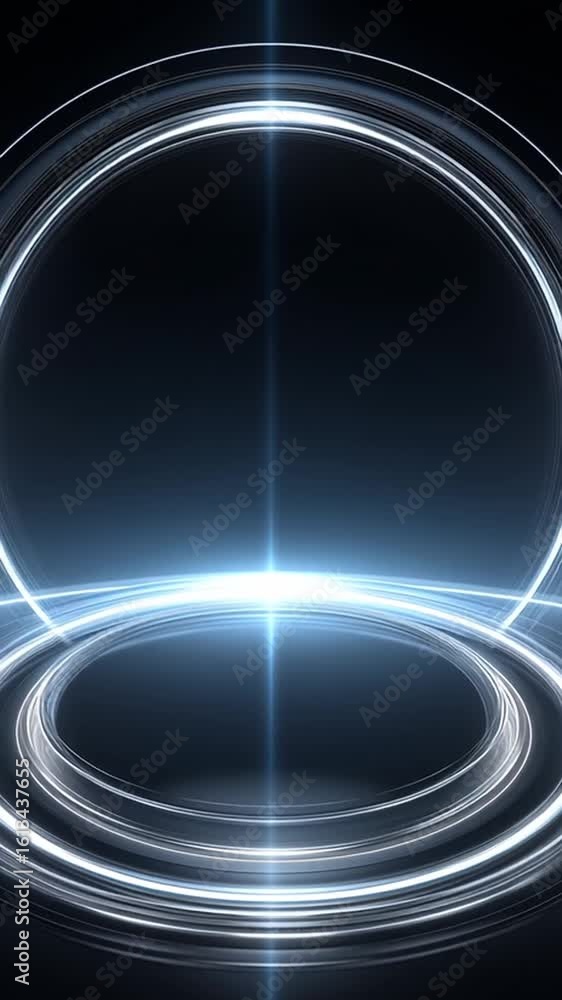 Poster futuristic technology hud loops create glowing circular light rings with sleek digital interface and