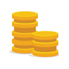 Tall Golden Coin Stack with Mirror Reflection Style