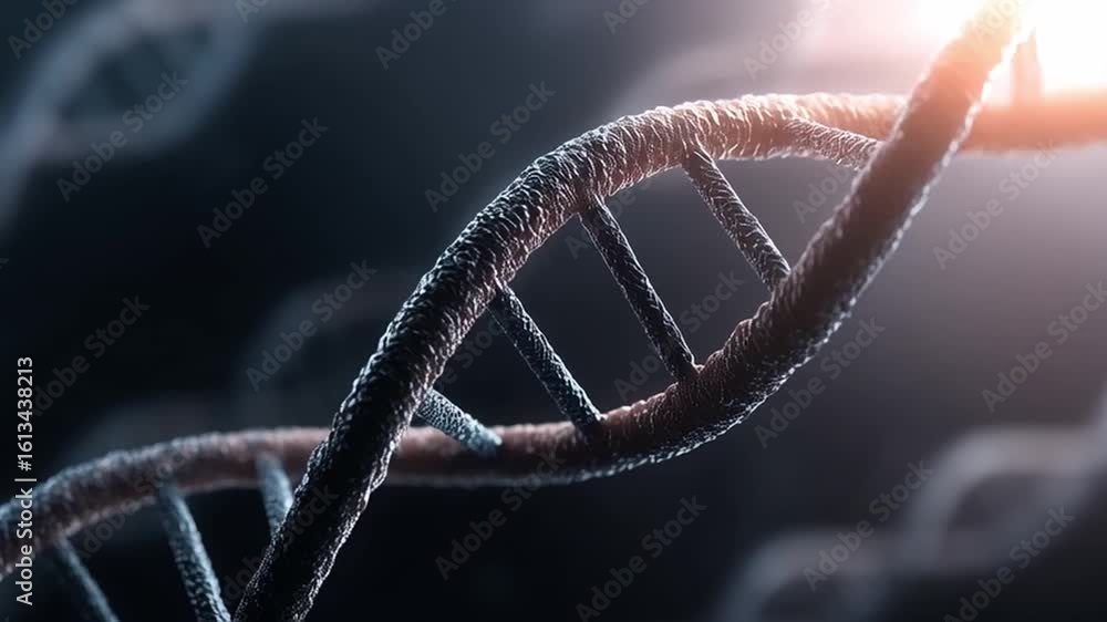 Aufkleber dna strand close up with technology hud loops effect creating futuristic scientific atmosphere highl