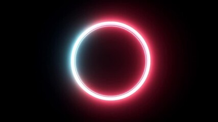 Technology hud loops glowing circle neon light sound wave animation dynamic futuristic digital interface vibrant red blue dark background modern innovation design concept visual experience - Powered by Adobe