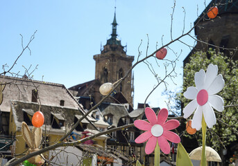 Colmar Cathedral from its typical streets