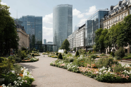 serene view of european capital city showcasing modern urban infrastructure without any people - Powered by Adobe