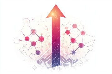 Abstract Background with Upward Arrow and Connecting Nodes for Growth