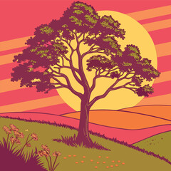 autumn tree vector illustration