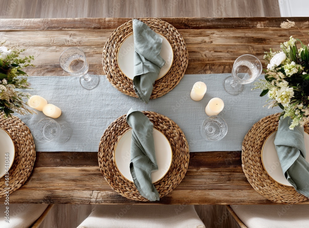 Poster elegant rustic dining table setting for special occasions