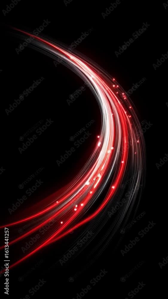 Aufkleber red and white glowing light trails create dynamic technology hud loops effect with glowing streaks a