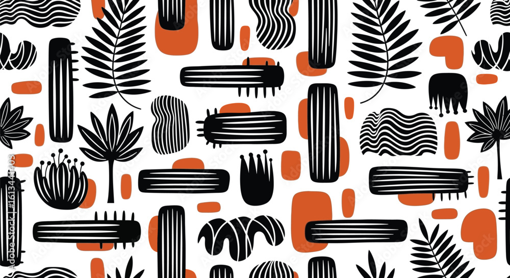 Poster abstract botanical pattern design seamless vector illustration surface print art