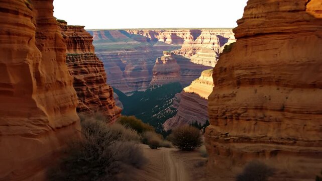 Sunlight moving across canyon walls in southern utah