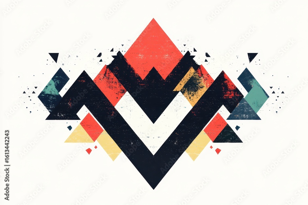 Aufkleber abstract geometric pattern with bold colors and distressed texture