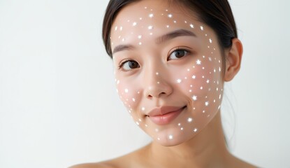 Person with Facial Recognition Points Overlay