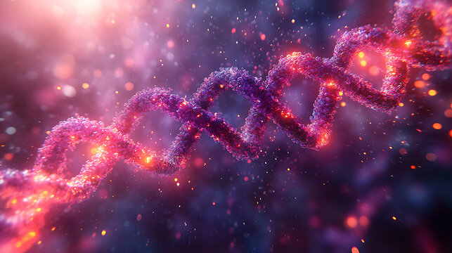 High-detail depiction of DNA double helix unwinding to begin cellular replication 