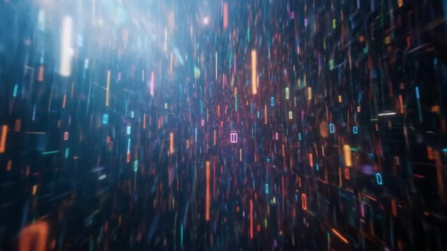 Digital Data Stream: A Journey Through Abstract Binary Code Tunnel Animation