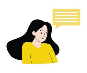 Smiling Woman with Speech Bubble